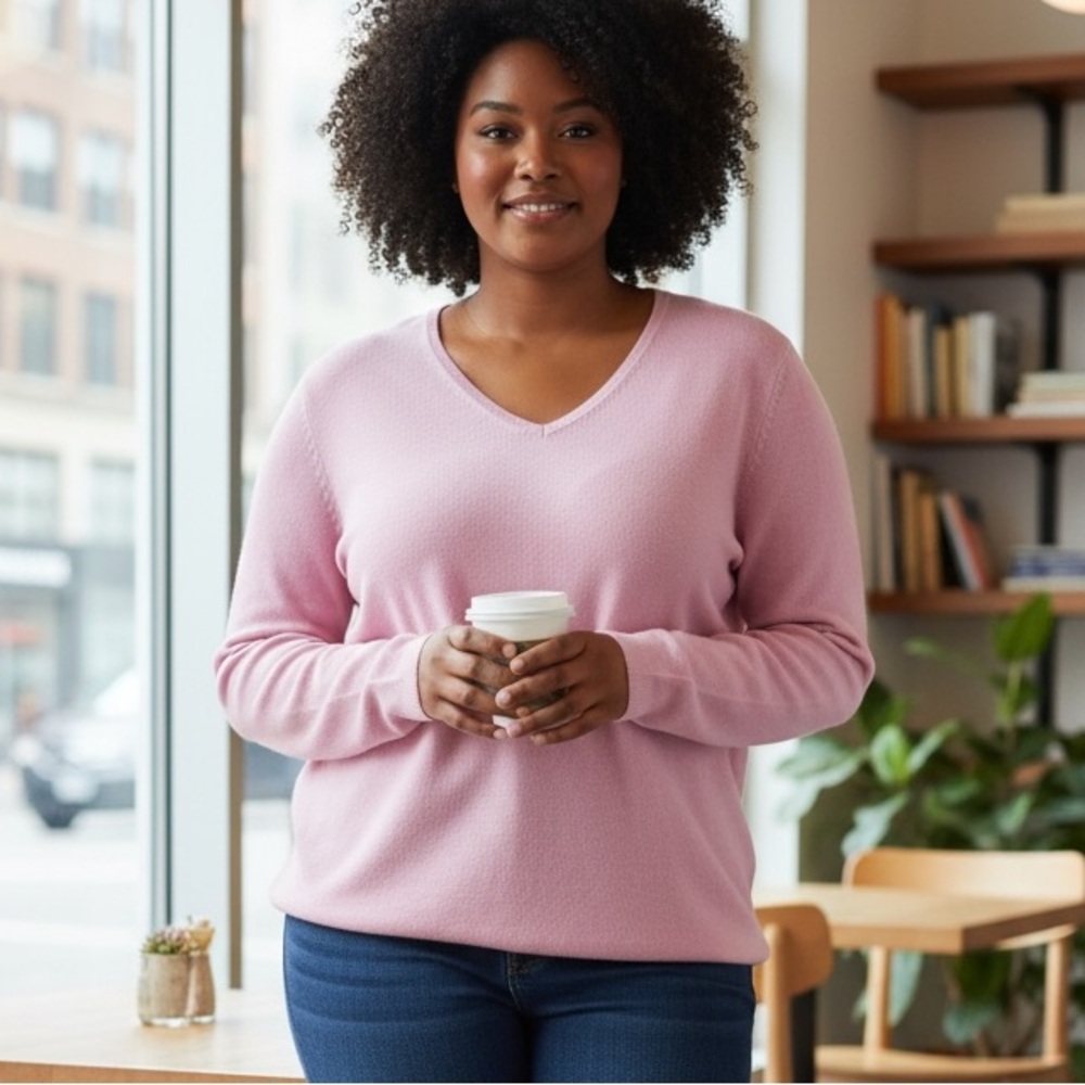 Old Navy Pink V-Neck Sweater - Soft Knit Pullover